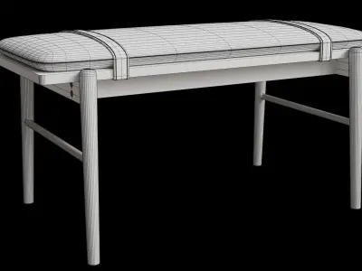 Faux Leather Solid Wood Bench 3D model