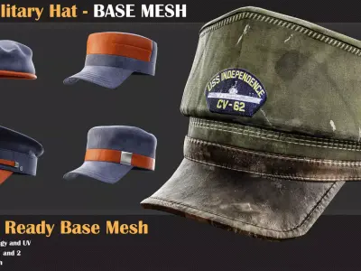 25 Military hat BASE MESH - VOL 18   3D model
