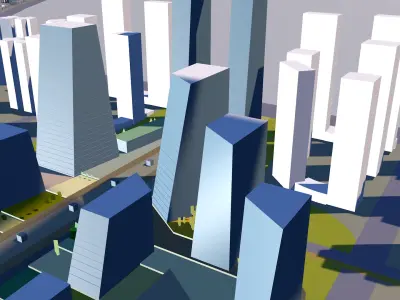 Urban highrise building building ancillary building commercial 3D model buy