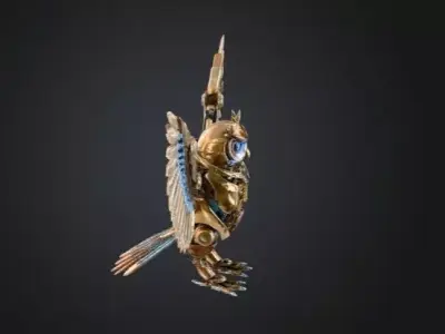 Steampunk Mechanical Owl  Clockwork Cybernetic Bird  3D 3D print model