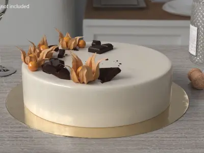 Chocolate Garnished Cake with Physalis 3D model