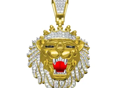 Roaring Lion King Hip Hop Pendant 3D print model