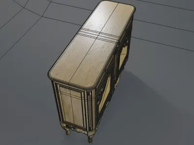 Carved Door Console Antique furniture 3D model