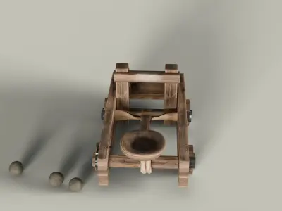 Catapult Animated Free low-poly 3D model