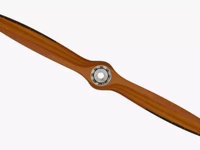 Antique aircraft wooden propeller with hub 3D model