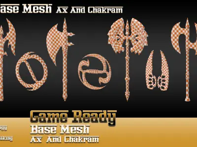 50 Base Mesh-vol1-Ax and Chakram --Game Ready -- 3D model