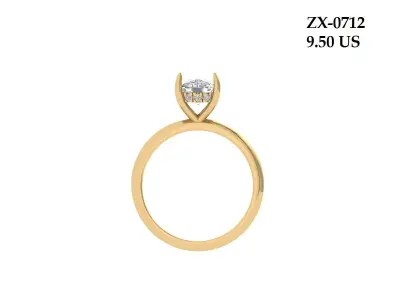 Cushion Solitaire Ring 3D print model 4