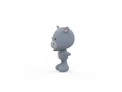Character007 Hippo Animal Low-poly 3D model