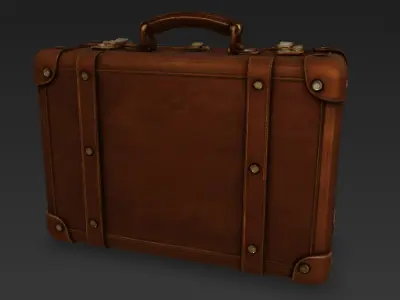 Vintage Leather Suitcase Game-Ready 3D Model Free 3D model