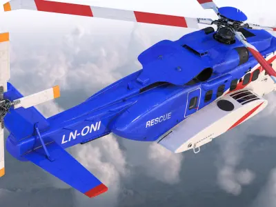 Sikorsky S-92 Civil Helicopter Rigged 3D model