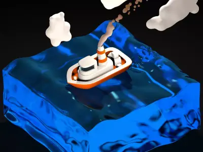 boat on the sea cartoon animation 3D model