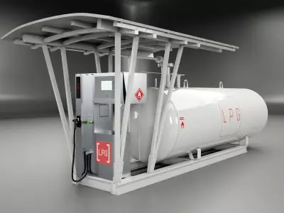 LPG Station and Tank Low-poly 3D model
