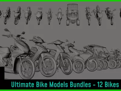 Ultimate Bike Modle Bundles - 12 Bikes Low-poly 3D model