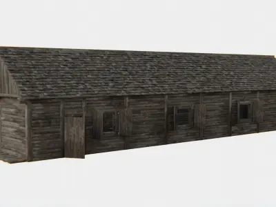 Old Wooden Medieval Building Shed 4 Low-poly 3D model