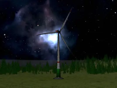 Windkraftanlage mit Fundament E1 H-132 RD 172 m Low-poly 3D model