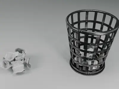 Antique trash can Low-poly 3D model