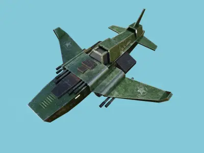 Jet Plane Spaceship 05 - Aircraft Military Airplane Spacecraft Low-poly 3D model