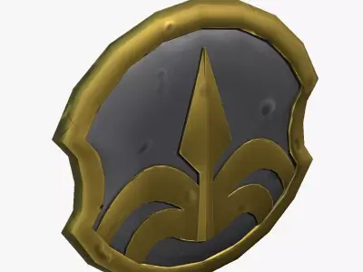 Stylized Steel and Brass Shield Low-poly 3D model