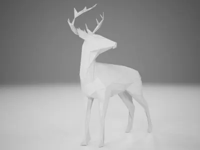 Reindeer Low Poly gold deer 3D model