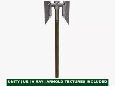 Battle Hammer 08 All PBR Unity UE V-Ray Textures Included Low-poly 3D model