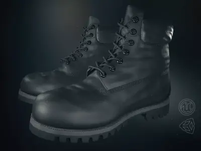 Black Timberland Boots Low-poly 3D model
