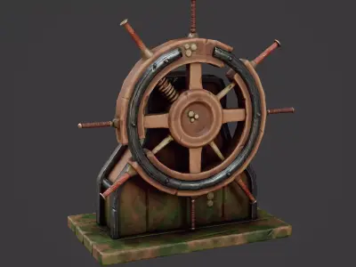 Stylized Ship Wheel Game Ready Model Low-poly 3D model