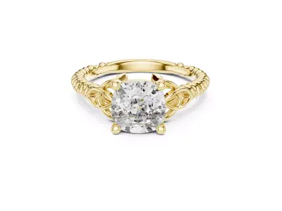 Cushion Engagement Ring Braided Celtic Shank Diamond Ring CAD 3D print model