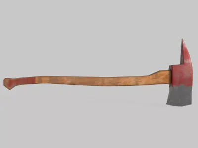 Fire axe Low-poly 3D model 6