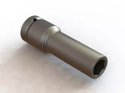 Soquete Longo 10mm x 3-8 pol Long 3D model