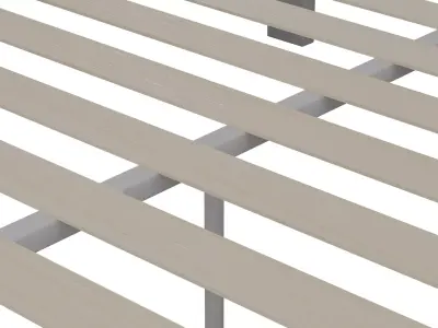 Metal Bed Frame with Wooden Pallet Base  Realistic 3D Model Low-poly 3D model