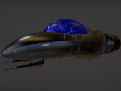 Spaceship with light Free low-poly 3D model