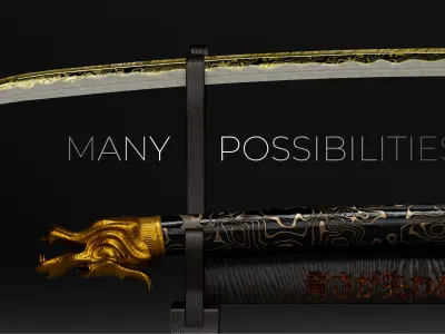 Eiki Katana Game Ready Low-poly 3D model