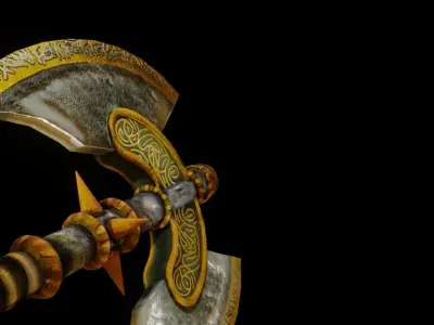 Battle Axe Low-poly 3D model 44