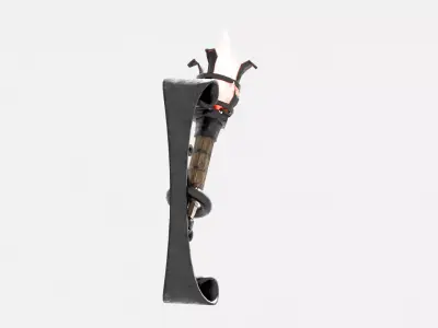 Stylized Medieval Wall Torch - Fantasy Game Ready Prop Low-poly 3D model