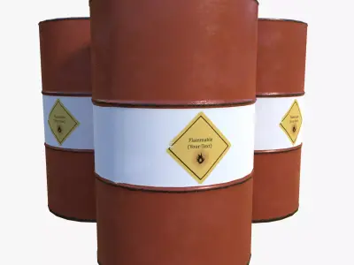 Flammable Liquid Barrel Low-poly 3D model