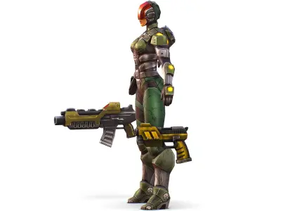 Cartoon Sci-Fi Cyborg Drone Trooper Soldier Low-poly 3D model get