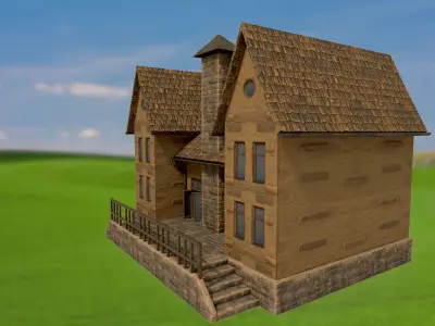 House homestead villa PBR  game ready Low-poly 3D model purchase