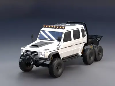 6x6 Offroad Utility Truck Rigged Vehicle 3D Model  Low-poly 3D model