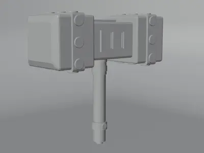 hammer with long and thick head Low-poly 3D model