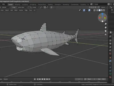 Megalodon shark low poly Free low-poly 3D model