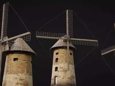 Windmill Medieval Low-poly 3D model