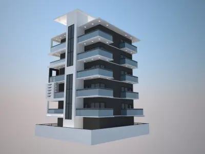 Luxurious commercial building exterior 3D model