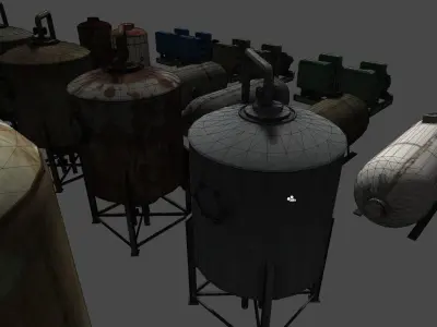Industrial props collection Low-poly 3D model