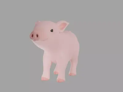Cartoony piglet and low poly version  3D model