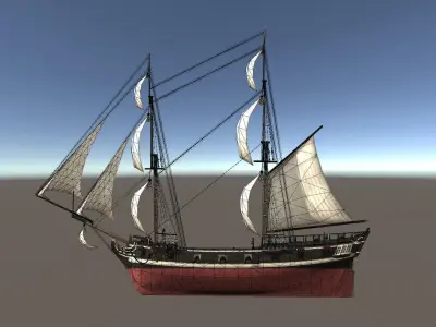 Pirate Ship Fully Loaded Low-poly 3D model