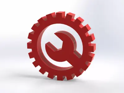 Mechanical Gear Wrench Logo - 3D Printable Engineering Symbol Free 3D print model