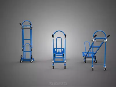 TRIPLE WHEELS STAIR CLIMBING CLIMBER CONVERTIBLE HAND TRUCK CART 3D model