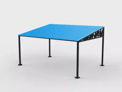 steel frame carport 03 3D model