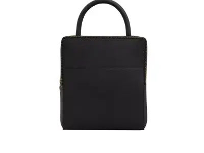 Black Leather Satchel Bag 3D model