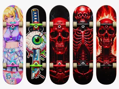 Y2K Skate Pack PBR 4K Game Model Low-poly 3D model